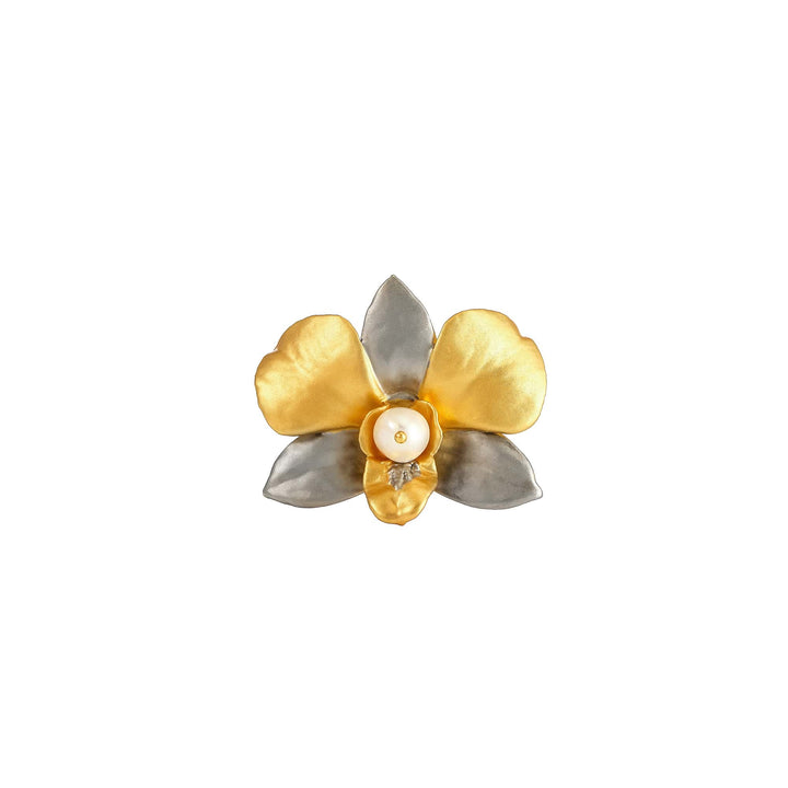 Dendrobium Eleanor Chan Orchid Pearl Brooch - - RISIS