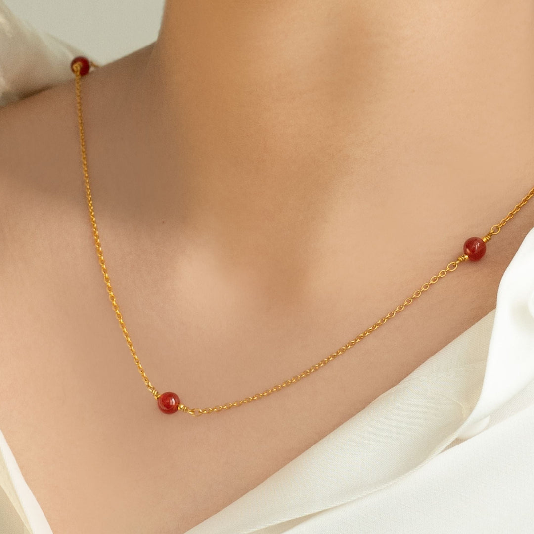 Scarlet Symphony Red Agate Necklace - - RISIS
