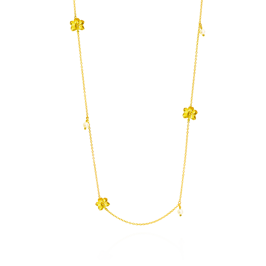 Ascocenda Moments Long Necklace with Pearls - - RISIS