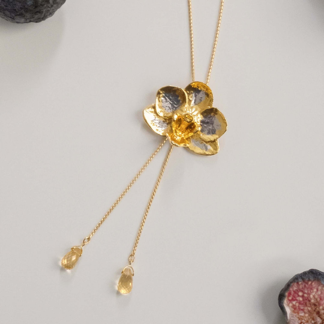 Yenlin Orchid Slider Necklace with Citrine (PG) - - RISIS
