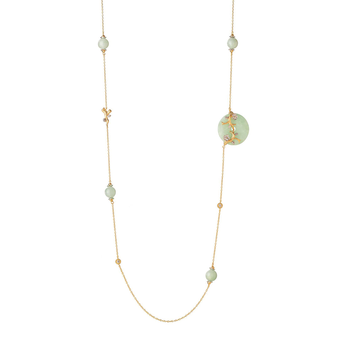 Nature's Jade Long Necklace with White Topaz (L) - - RISIS