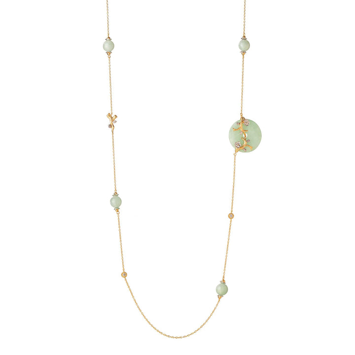 Nature's Jade Long Necklace with White Topaz (L)