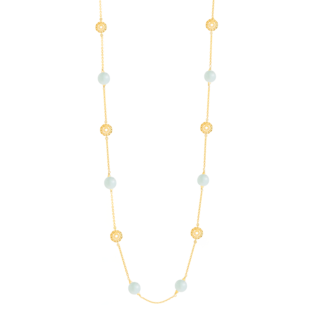 Peranakan Spheres Long Necklace with Jade (G)
