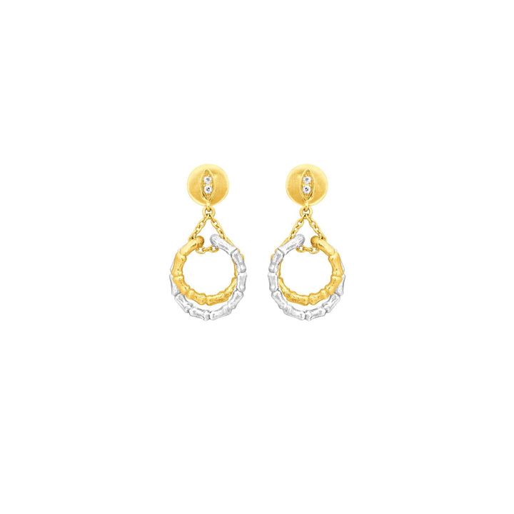 Bamboo Twist Dangling Earrings with White Sapphires - - RISIS