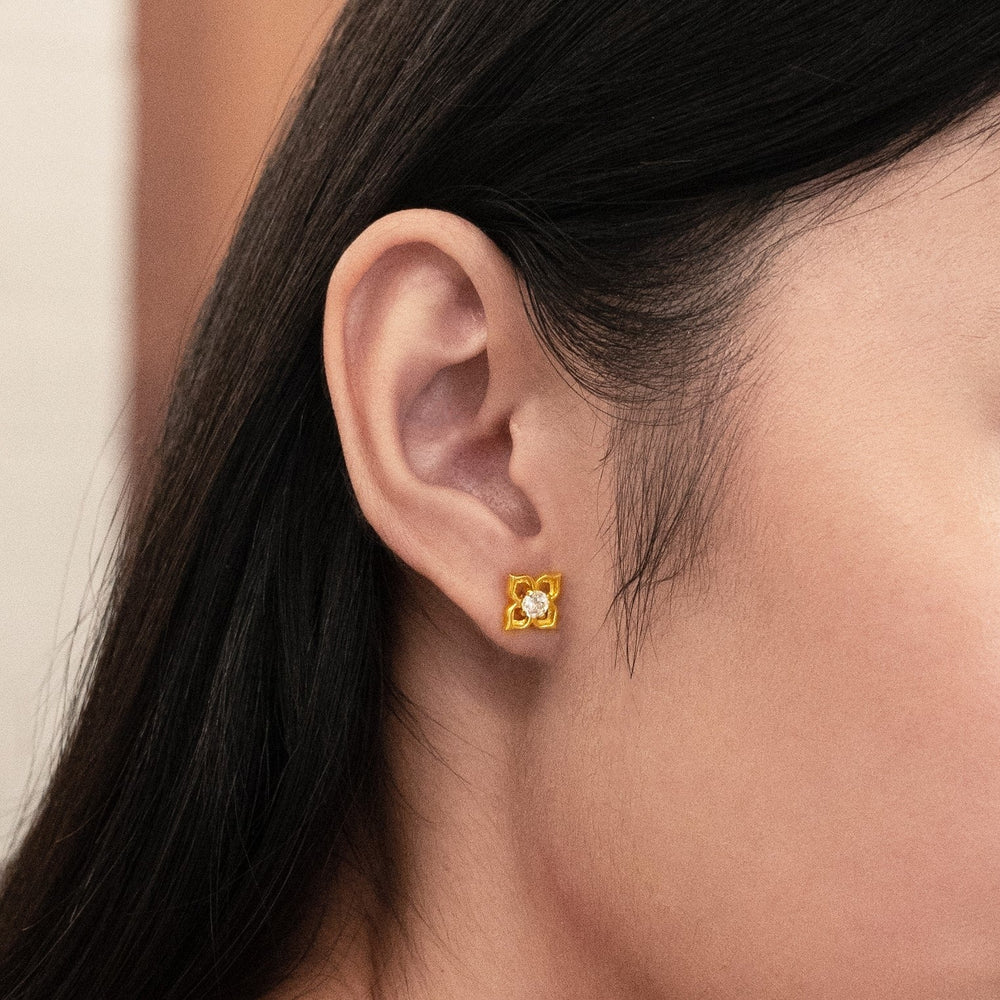 Peranakan Earrings with White Topaz (G) - - RISIS