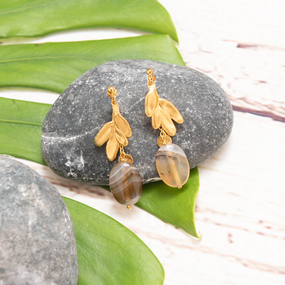 Rue of Grace Earrings with Montana Agate - - RISIS