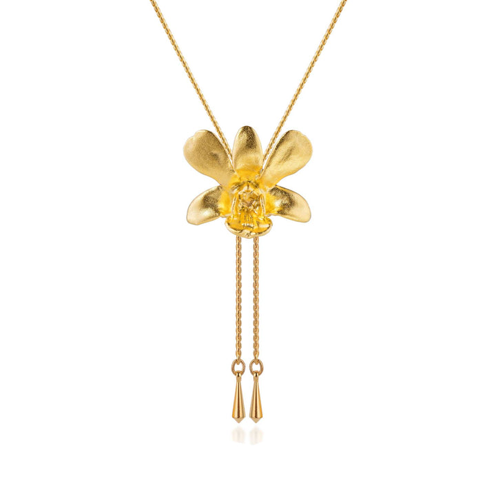 Dendrobium Thong Chai Orchid Slider Necklace (G) - - RISIS