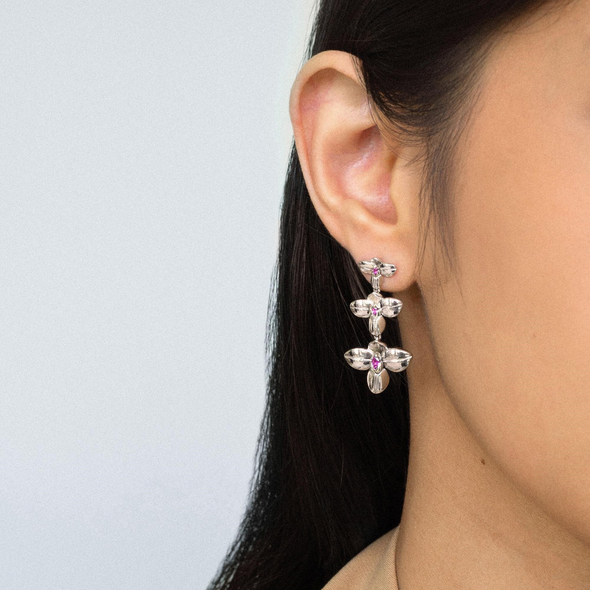 Rare Orchid Earrings with Pink Sapphire