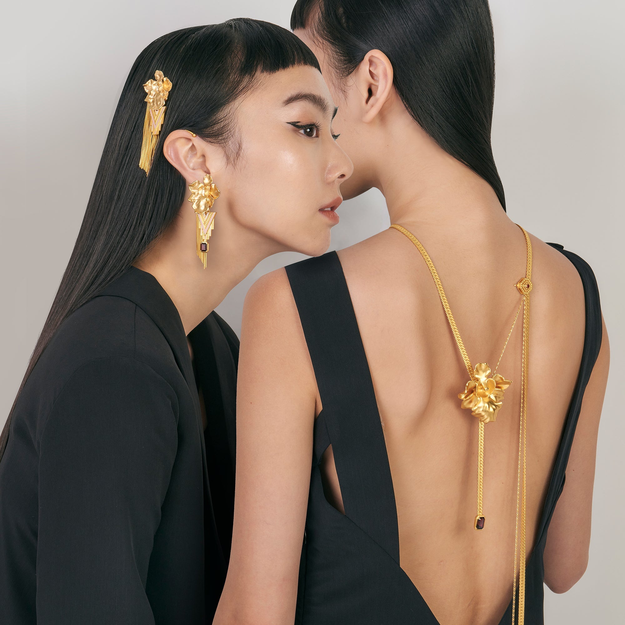 RISIS X STOLEN Iconic Vanda Miss Joaquim Orchid Ear Cuff Collection Shot on Model 