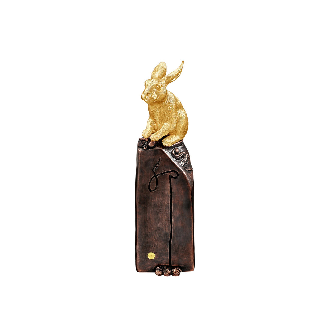 Risis Celestial Seal - A golden rabbit sits atop a dark, rectangular pedestal with a stylized, metallic design element.