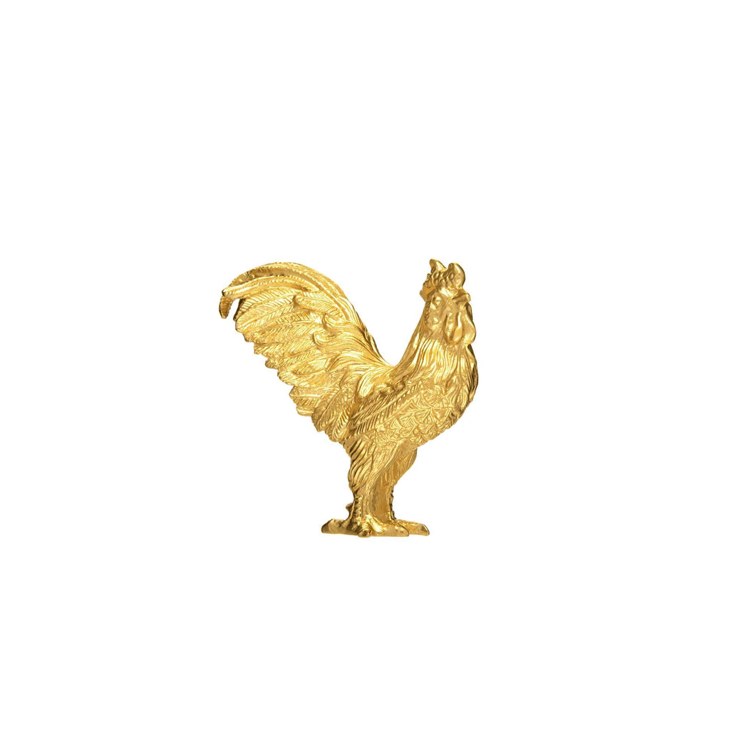 Risis Mini Orientals - Rooster - A golden rooster figurine stands majestically with detailed feathers and a textured surface, its colors rich and vibrant with an ornate appearance.