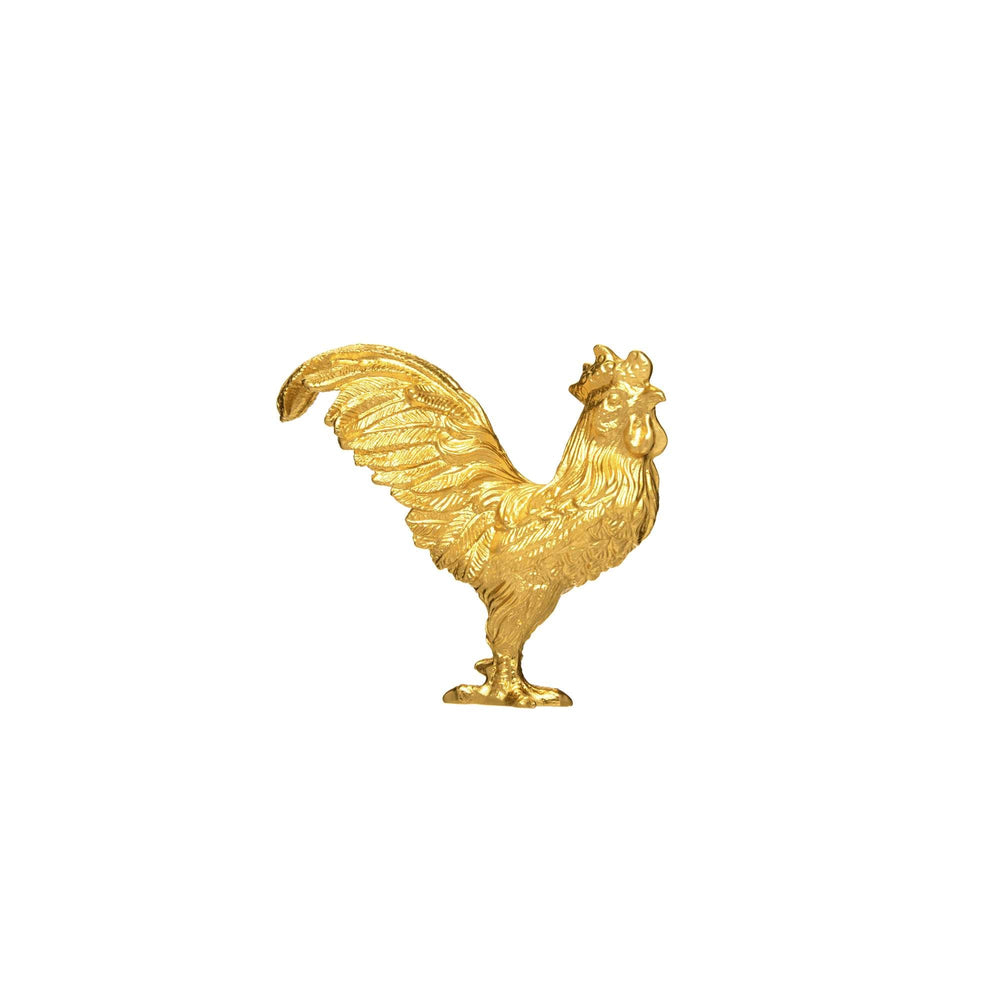 Risis Mini Orientals - Rooster - A golden rooster with intricate feather details, standing proudly, exhibits a shimmering texture and elegant craftsmanship.