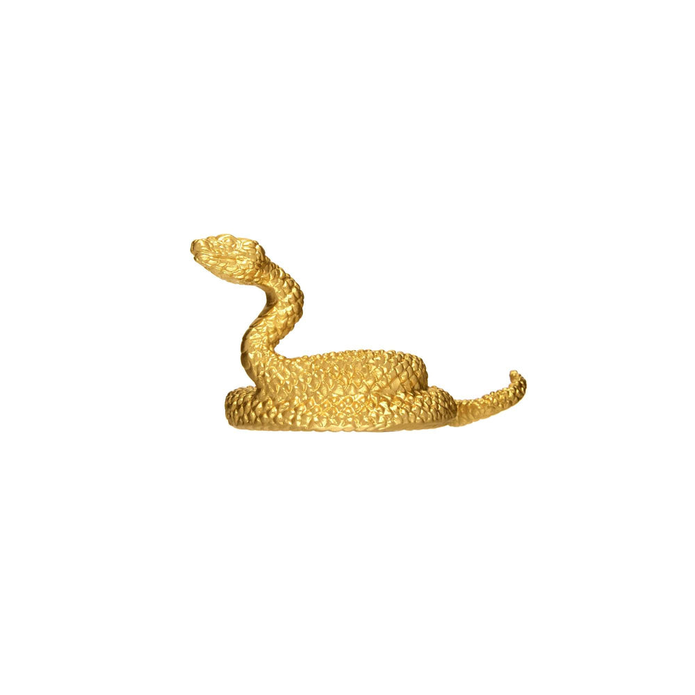 Risis Mini Orientals - Snake - Golden snake ornament with intricate patterns, coiled body, raised head, and prominent scales, exuding an aura of elegance and craftsmanship.
