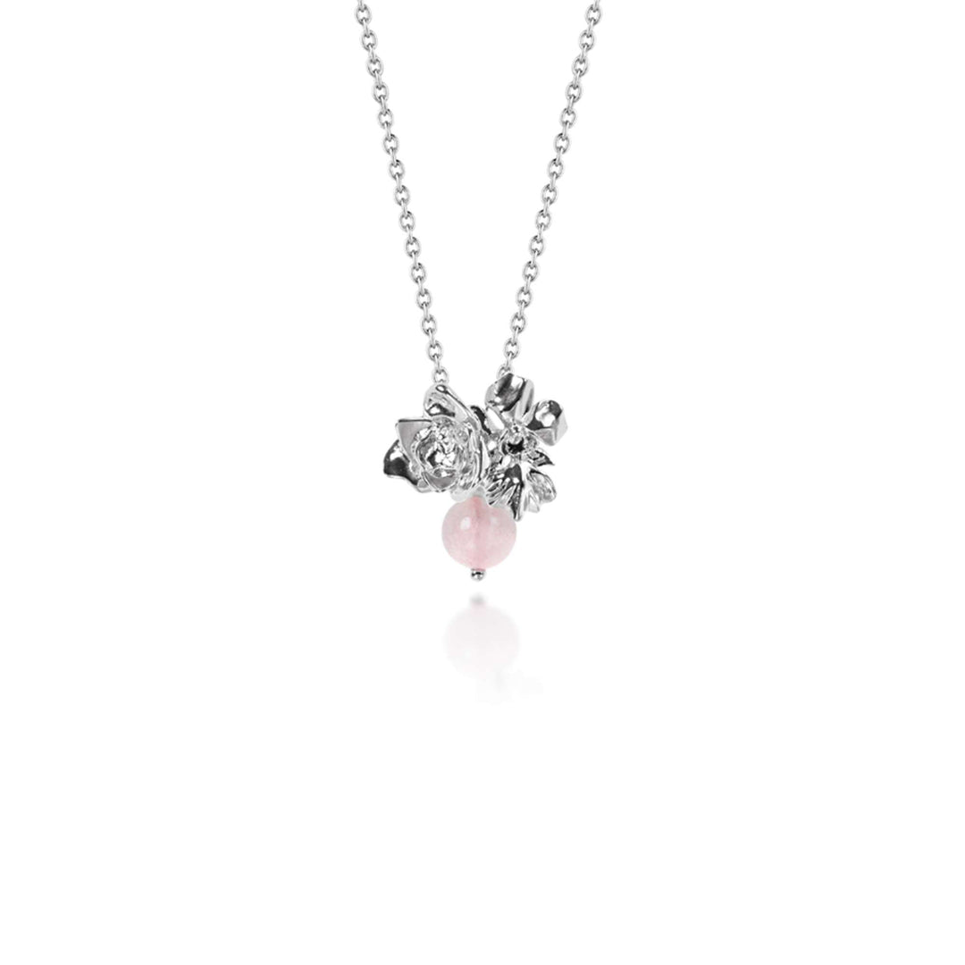 Budding Love Necklace with Rose Quartz