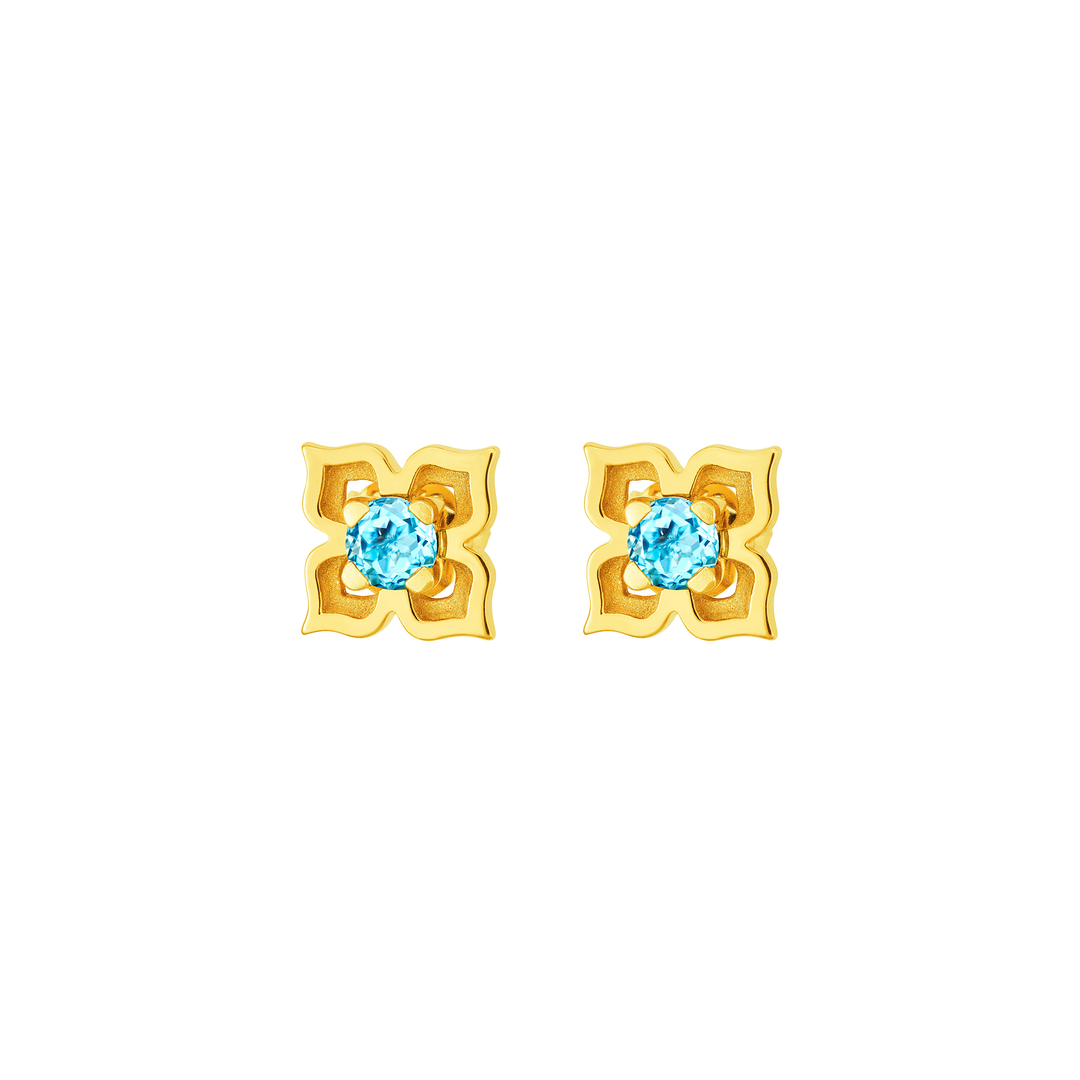 Peranakan Earrings with Blue Topaz (G)